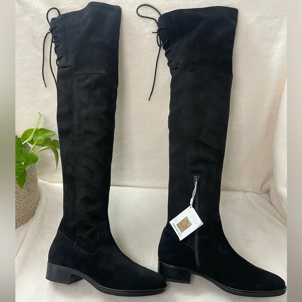 GEOX Felicity Suede Over The Knee High Black‎ Suede Boots 6.5 M, E 509
